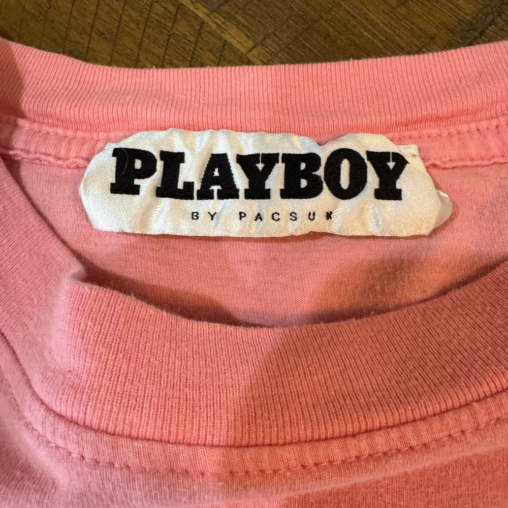 Playboy Men’s Pink Crew Neck Y2K Long Sleeve Tee Shirt Size Large - Picture 2 of 8